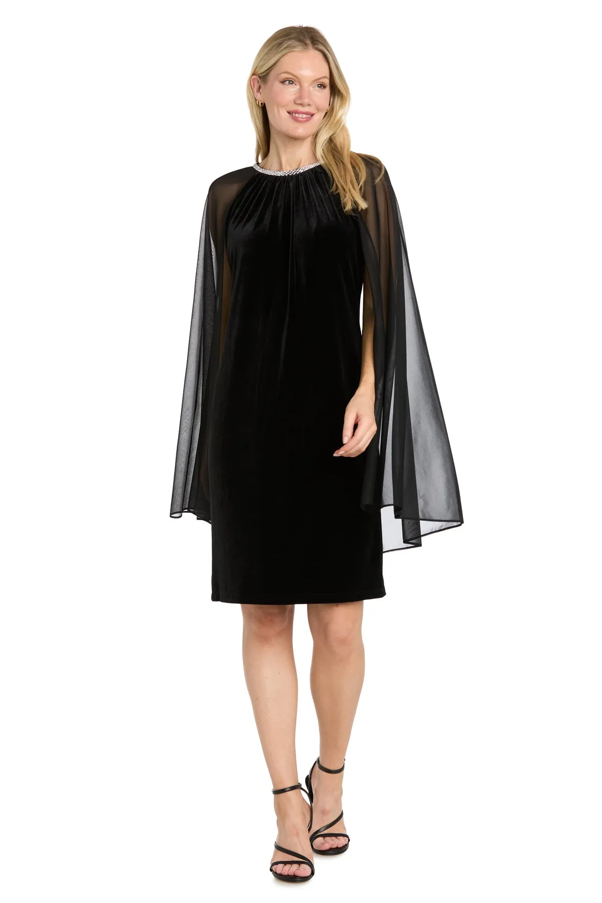 Beaded Neck Velvet Capelet Dress sold by R&M Richards product image thumbnail 5