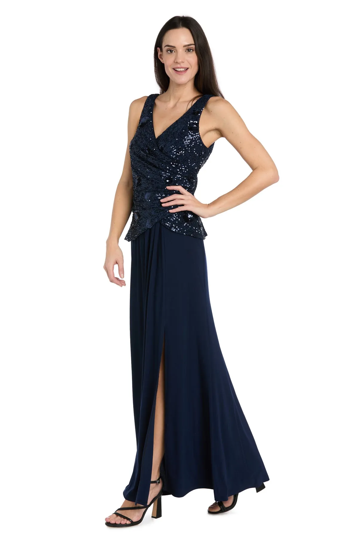Sequin Embroidered Bodice Gown with Side Ruching sold by R&M Richards product image thumbnail 4