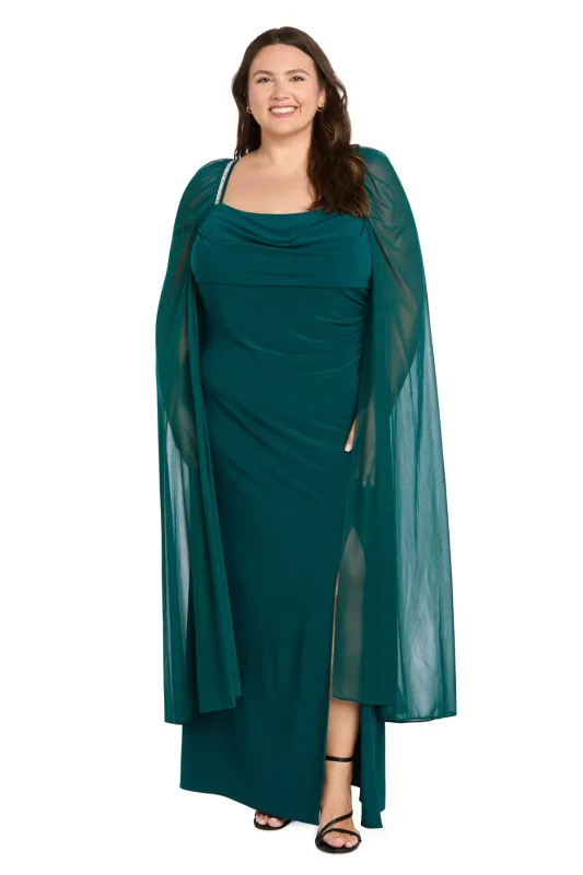 ITY Cape Gown with Rhinestone Straps - Plus made by R&M Richards
