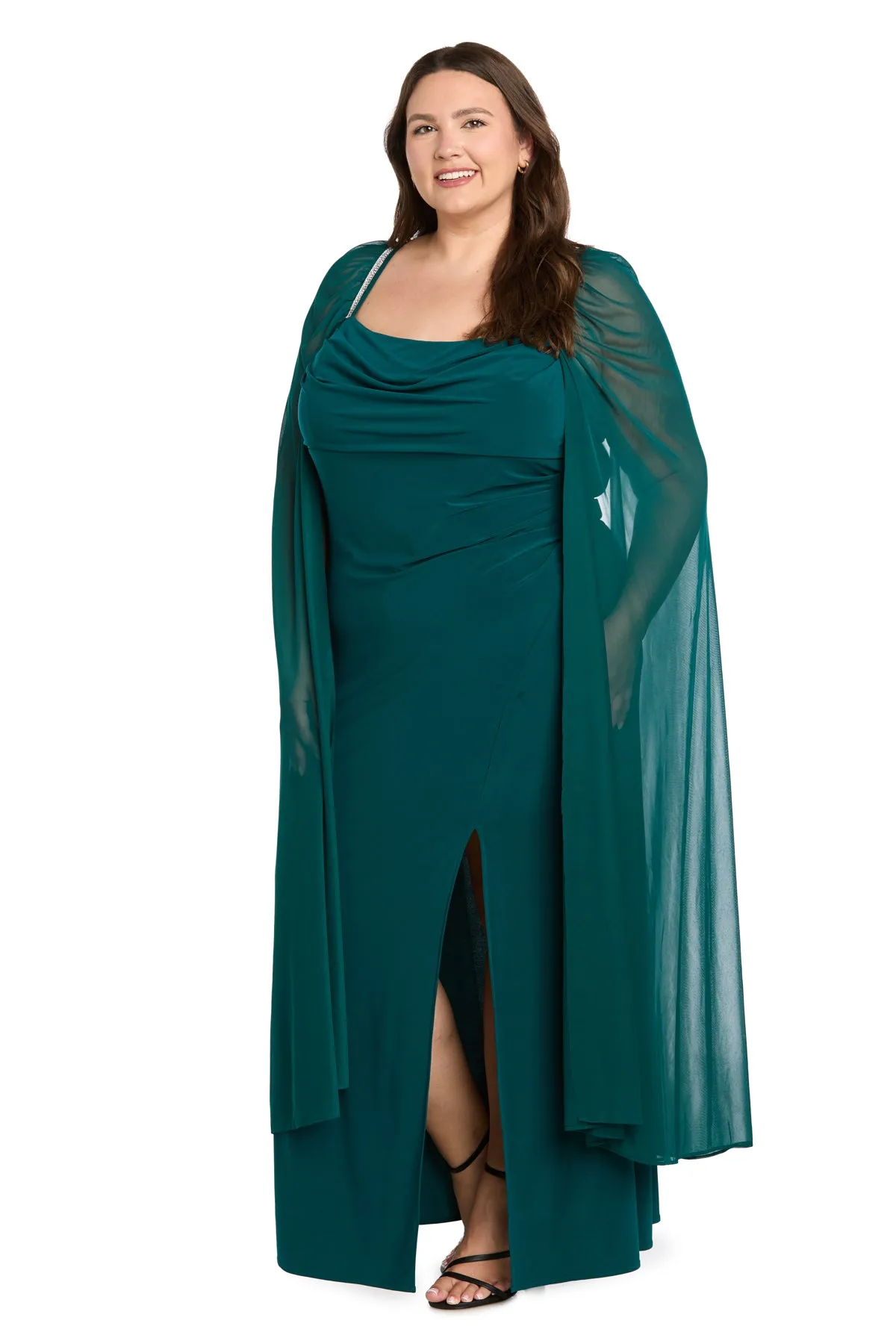ITY Cape Gown with Rhinestone Straps - Plus sold by R&M Richards product image thumbnail 4