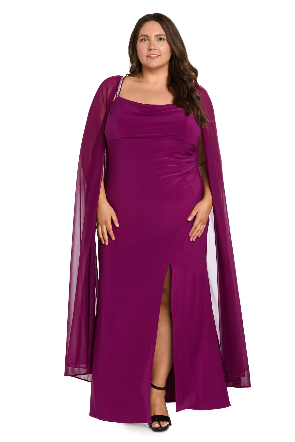 ITY Cape Gown with Rhinestone Straps - Plus sold by R&M Richards product image thumbnail 5