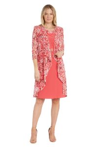 Daytime Puff Print Jacket Dress with Detachable Necklace - Petite sold by R&M Richards