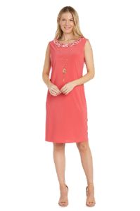 Daytime Puff Print Jacket Dress with Detachable Necklace - Petite sold by R&M Richards