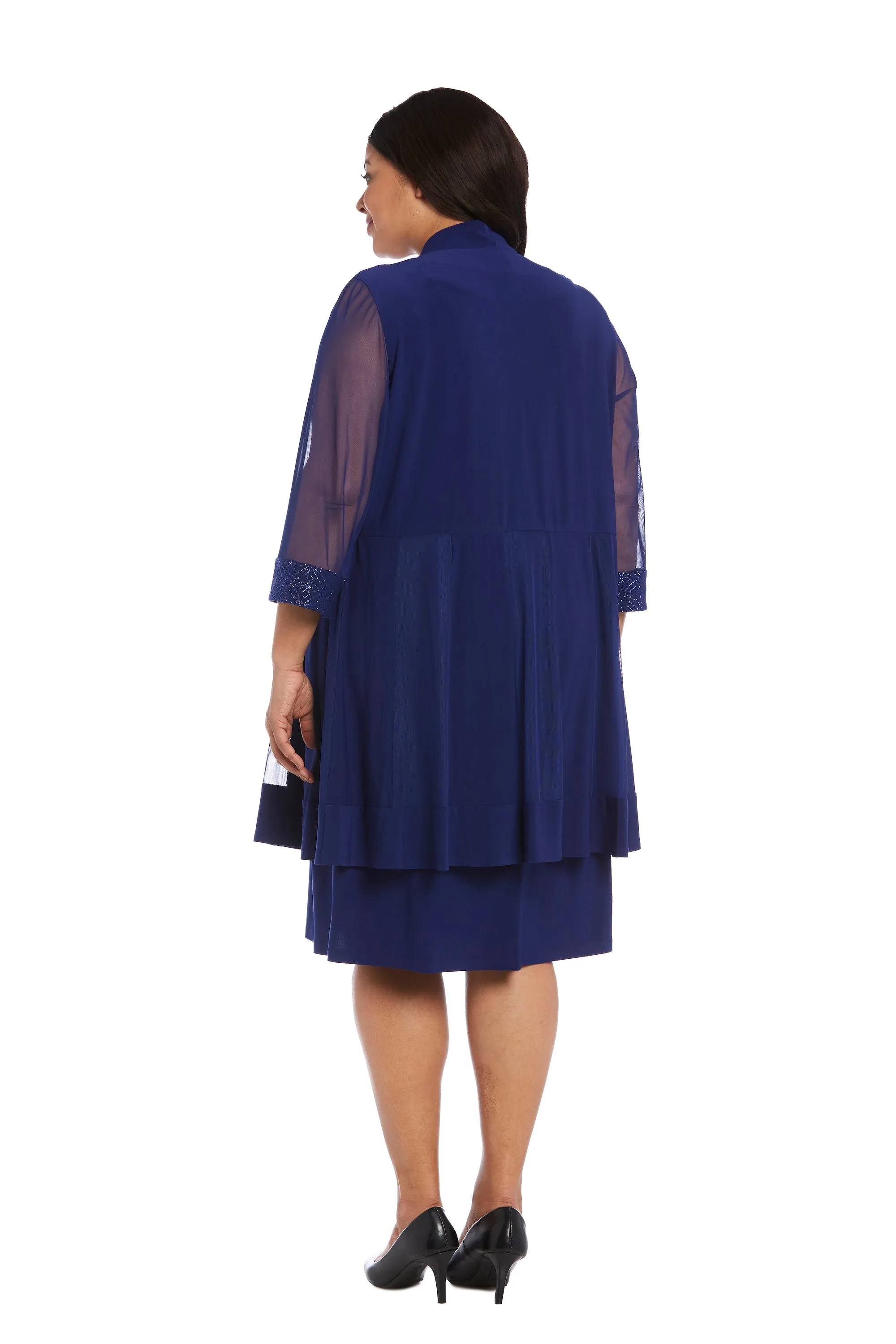 Shift Dress with Sparkling Neckline and Soft Jacket with Sheer Sleeves - Plus sold by R&M Richards product image thumbnail 2