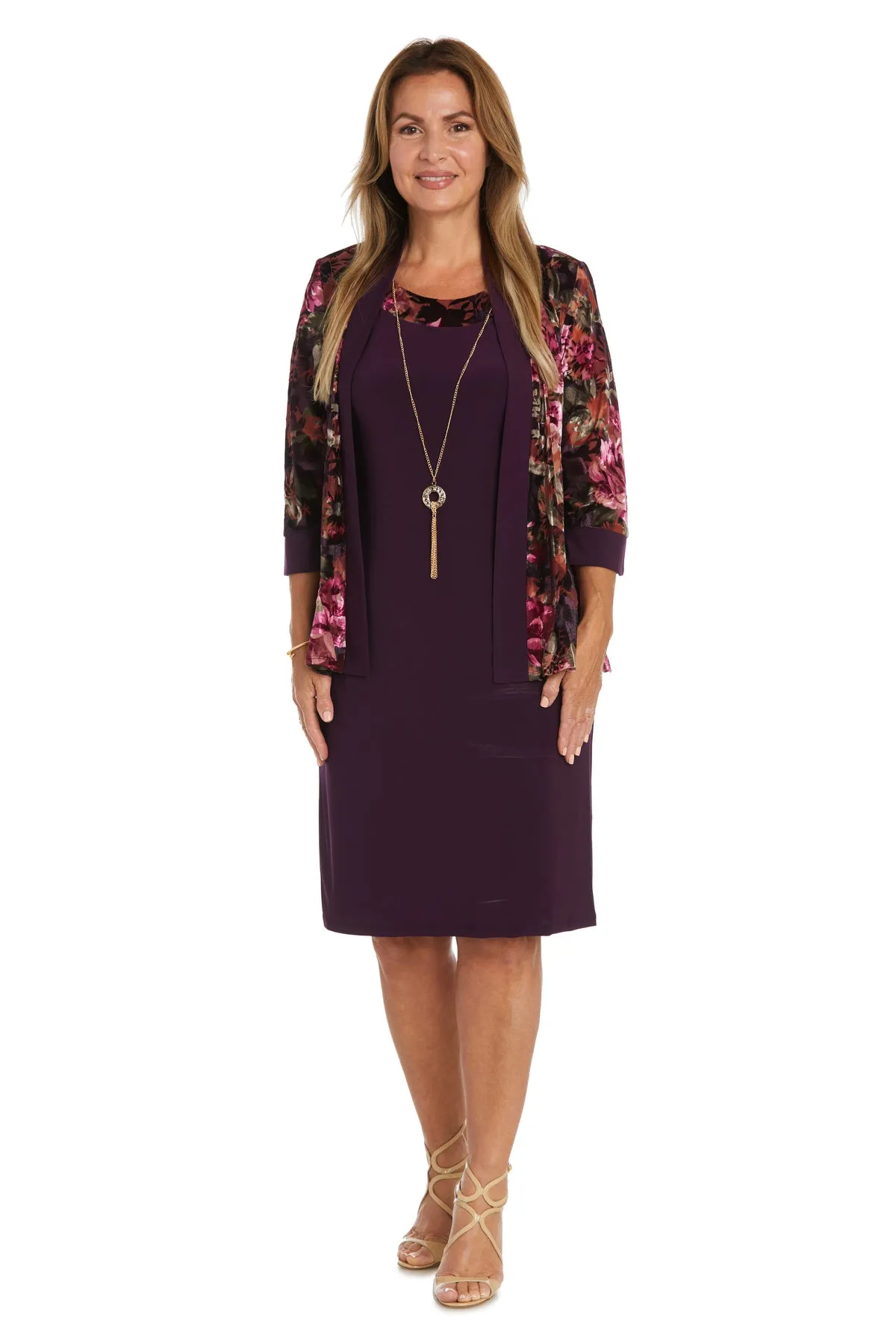 Two-Piece Velvet Jacket and Dress Set - Petite sold by R&M Richards