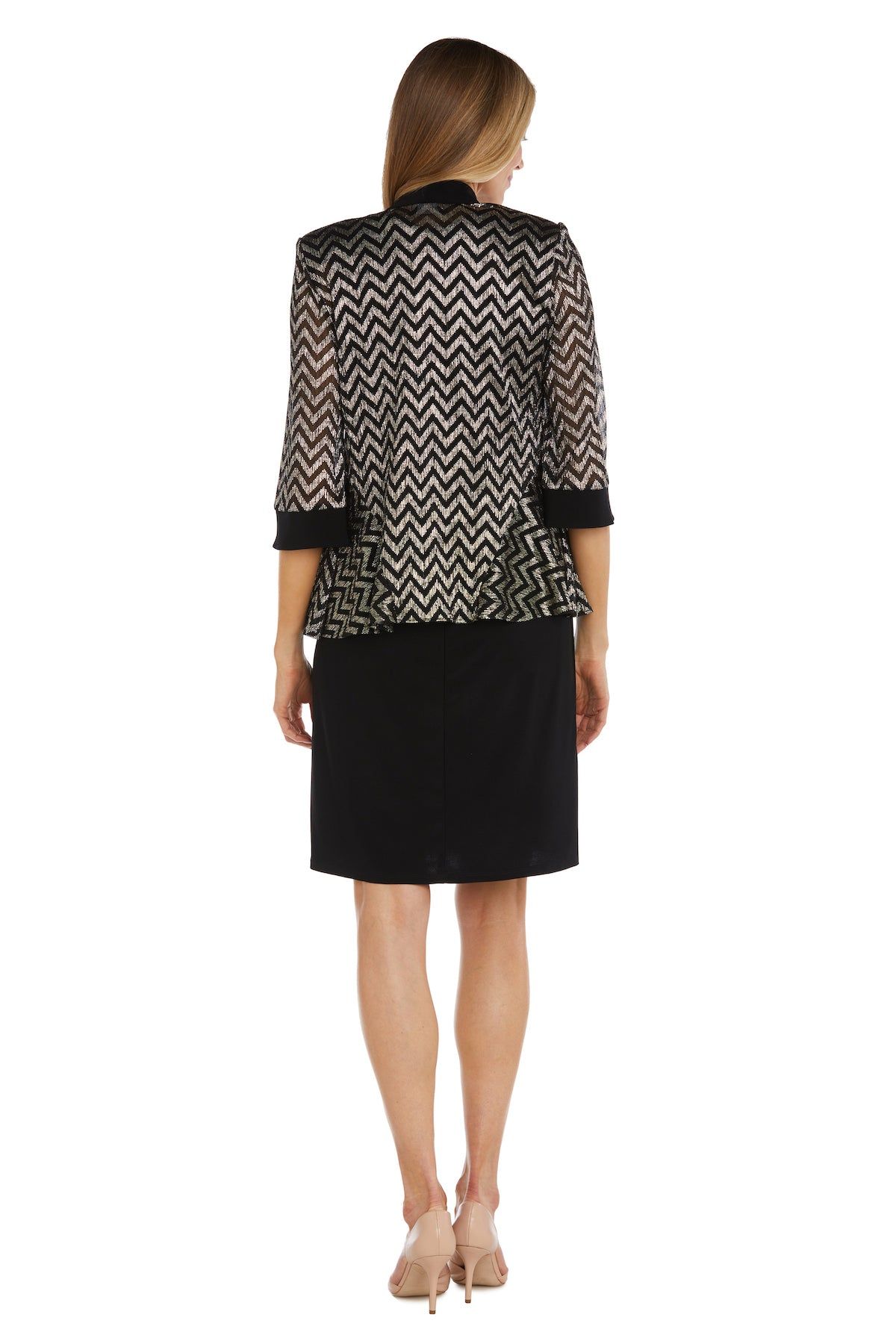 Two-Piece Print Pleated Metallic Knit Jacket Dress - Petite sold by R&M Richards product image thumbnail 2