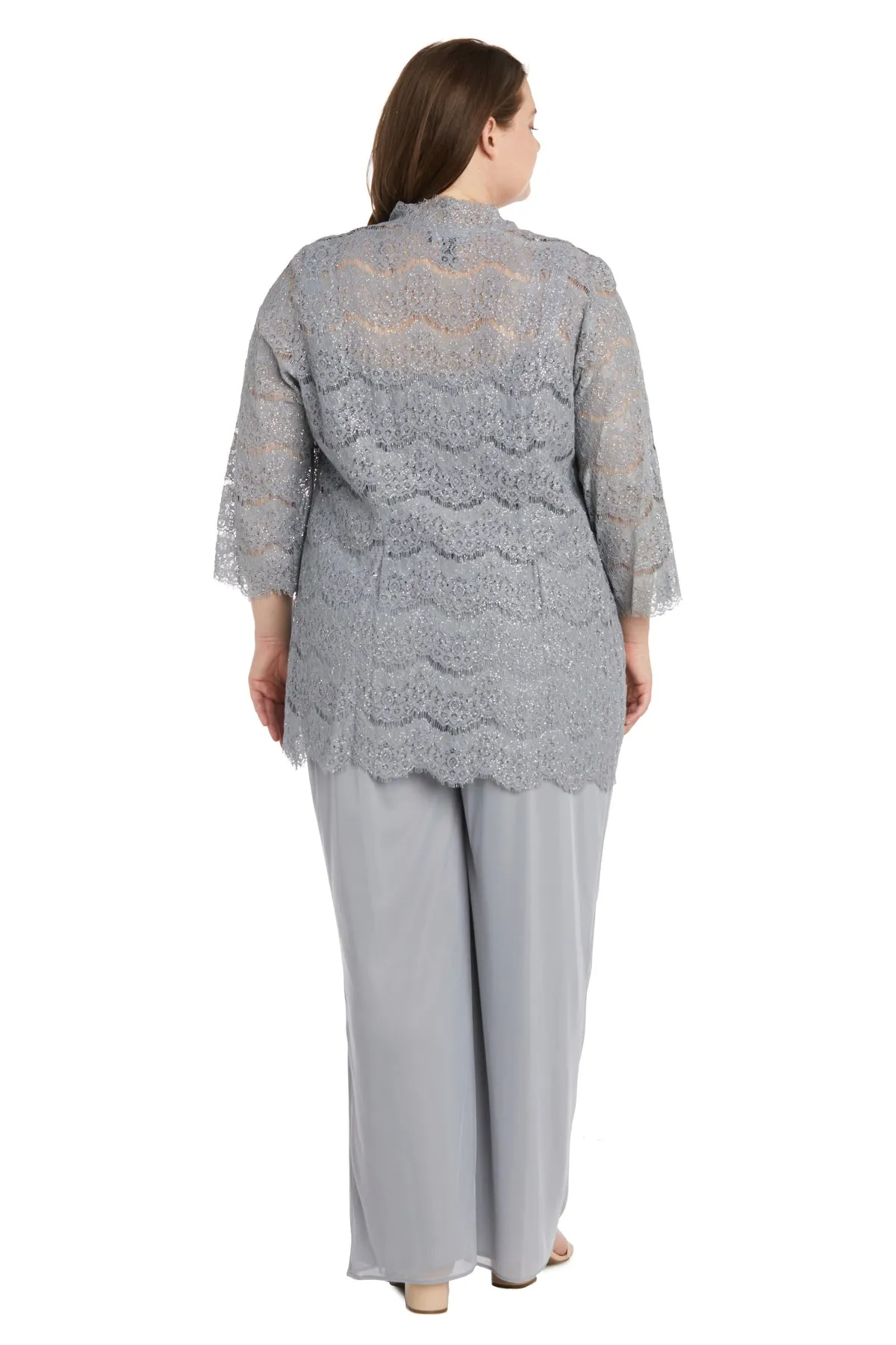 3 Piece Duster Pant Suit With Scallop Details- Plus sold by R&M Richards product image thumbnail 2