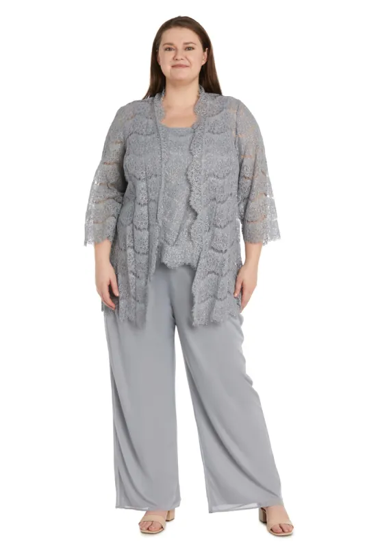3 Piece Duster Pant Suit With Scallop Details- Plus sold by R&M Richards