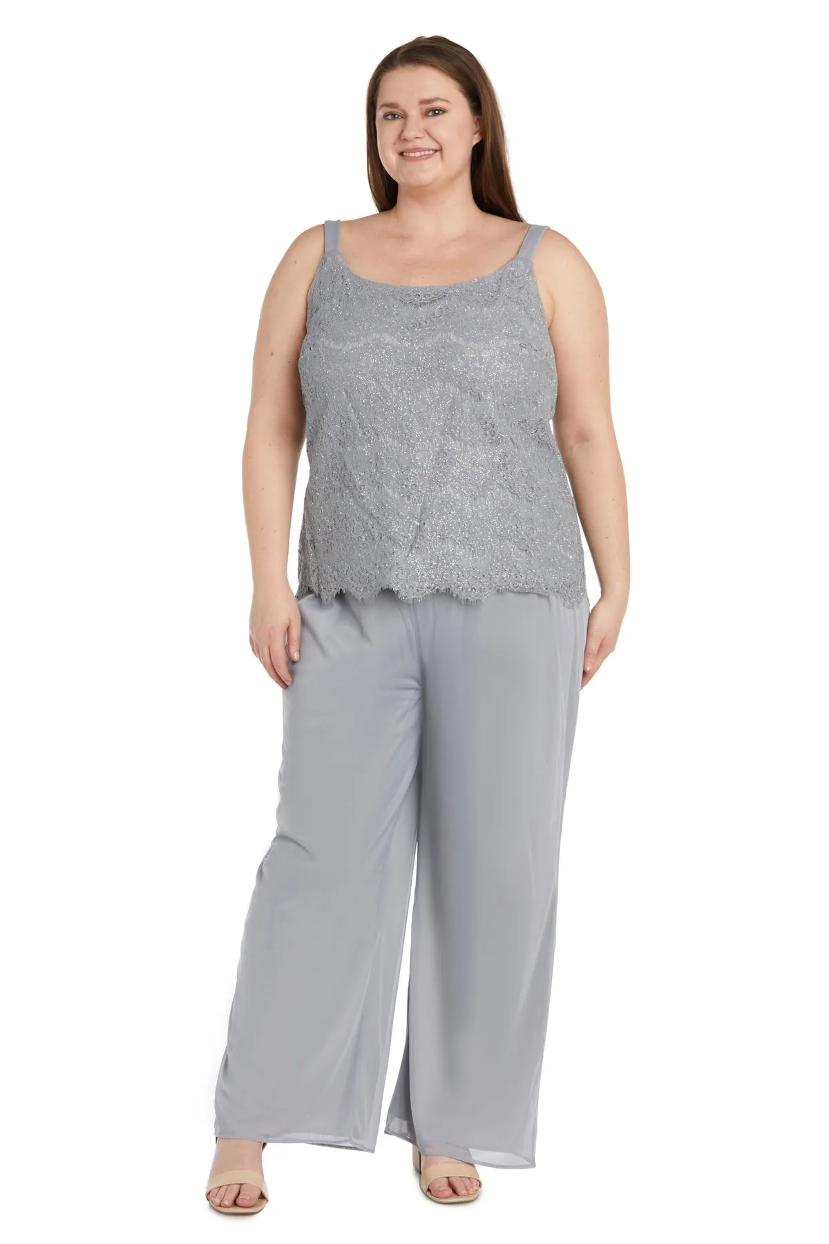3 Piece Duster Pant Suit With Scallop Details- Plus sold by R&M Richards product image thumbnail 3