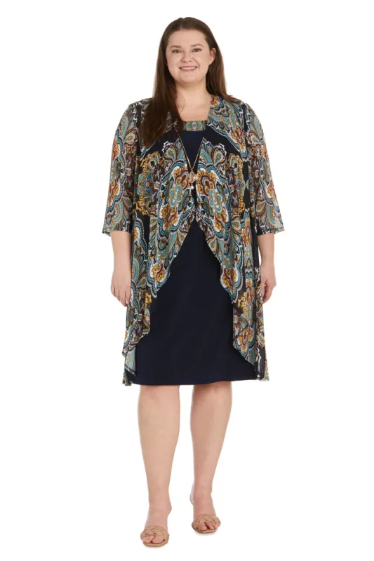 Paisley Foil Print Flyway Jacket Dress - Plus sold by R&M Richards