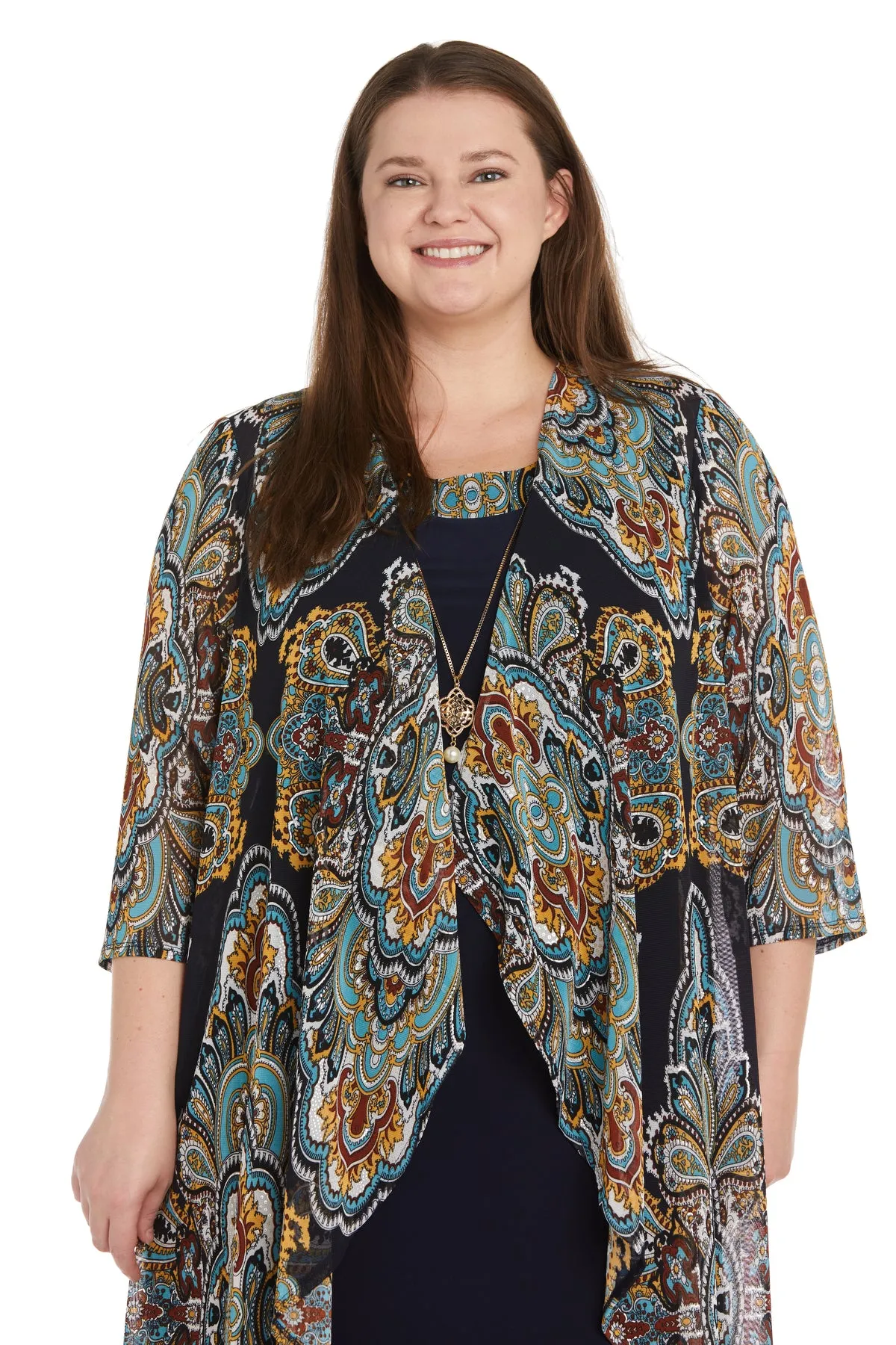 Paisley Foil Print Flyway Jacket Dress - Plus sold by R&M Richards product image thumbnail 5