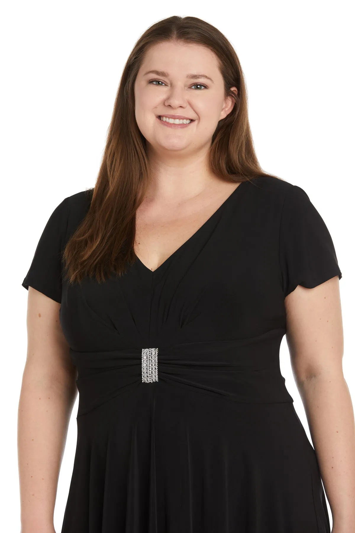 Midi Cocktail Dress with Rhinestone Waist Embellishment - Plus sold by R&M Richards product image thumbnail 3