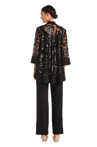 Three Piece Set With Sequin Swing Jacket and Detachable Necklace - Petite sold by R&M Richards