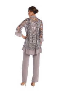 Three Piece Set With Sequin Swing Jacket and Detachable Necklace - Petite sold by R&M Richards