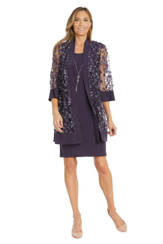Floral Dress and Jacket Set with Built In Necklace - Petite sold by R&M Richards