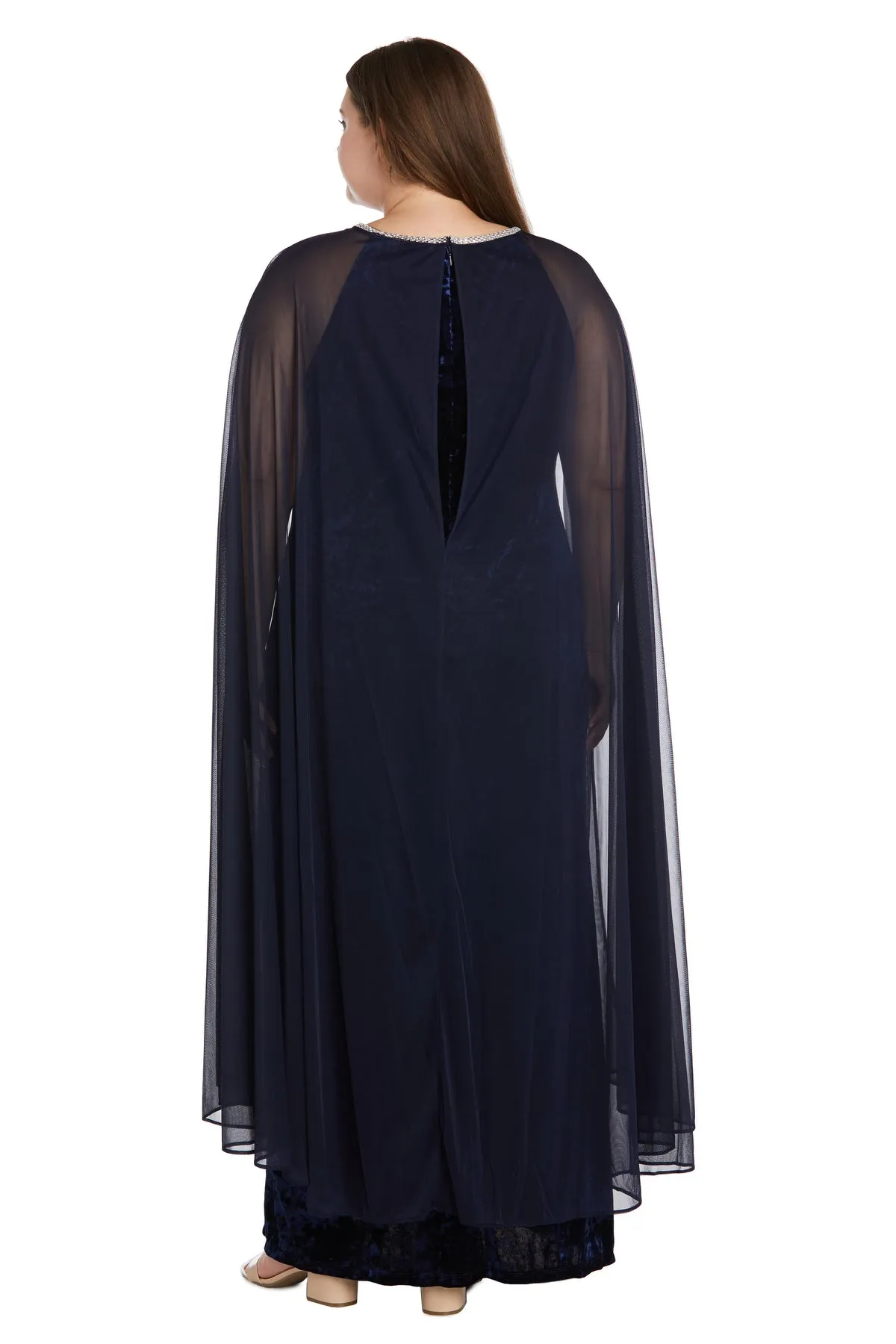 Long Dress With Rhinestone Neck and Chiffon Cape - Plus sold by R&M Richards product image thumbnail 2