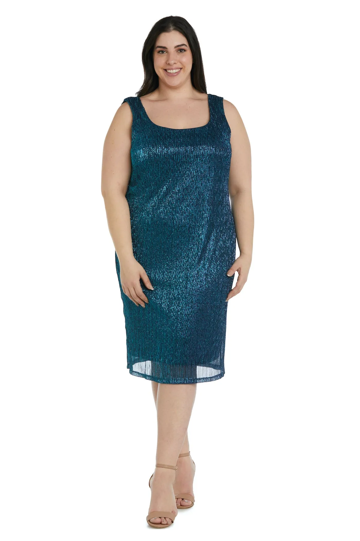 Metallic Sleeveless Dress with Matching Draped Cardigan - Plus sold by R&M Richards product image thumbnail 5