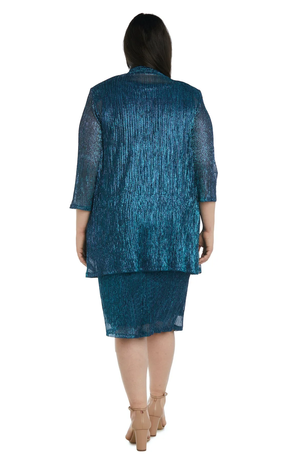 Metallic Sleeveless Dress with Matching Draped Cardigan - Plus sold by R&M Richards product image thumbnail 4
