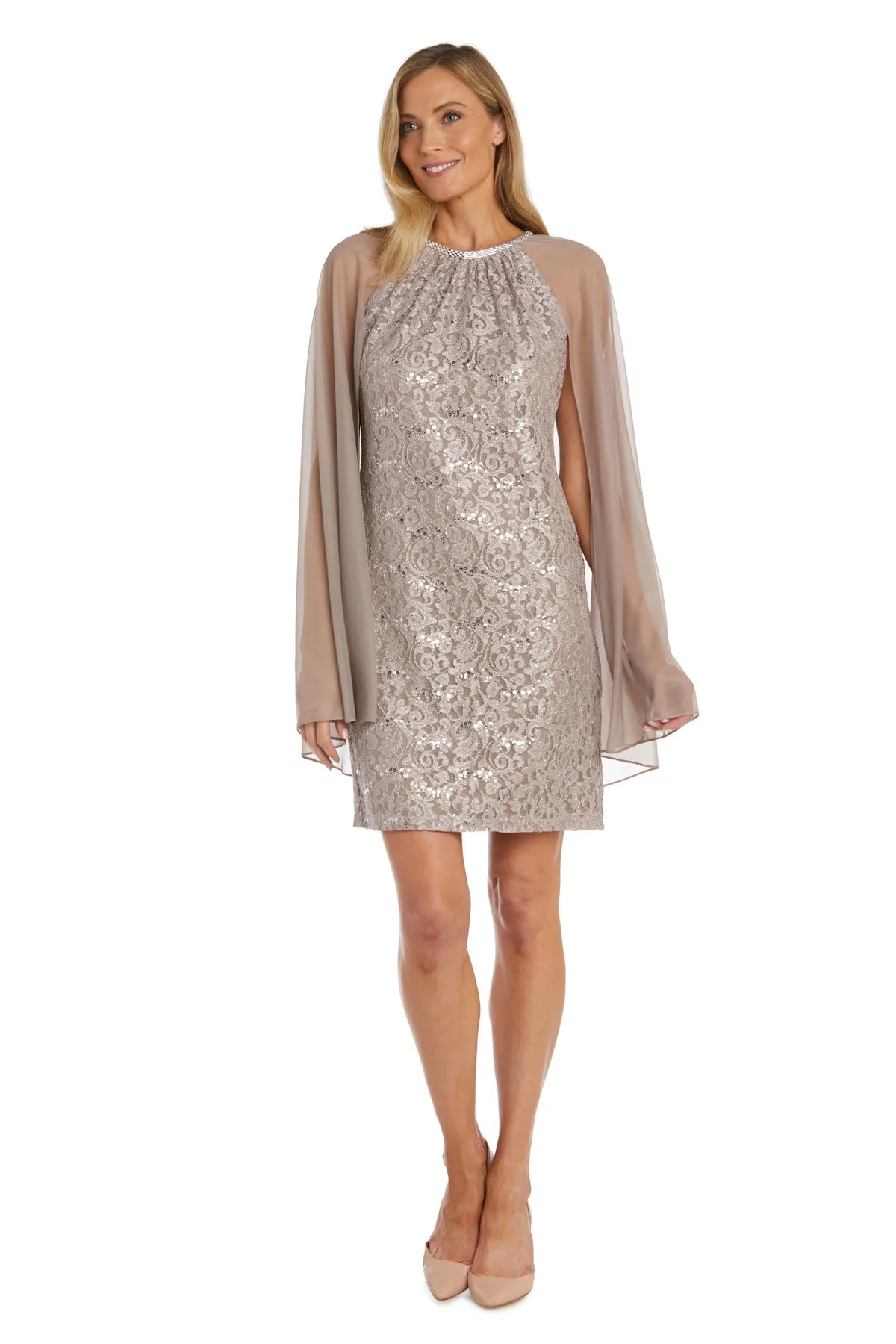 Glitter Lace Cape Cocktail Dress - Petite sold by R&M Richards product image thumbnail 4