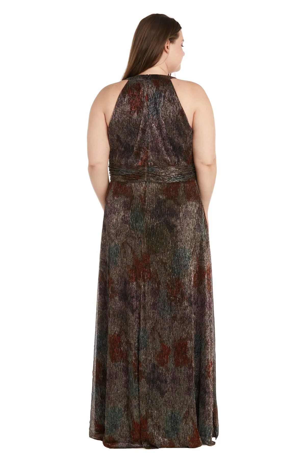 Long Printed Metallic Evening Gown - Plus sold by R&M Richards product image thumbnail 2