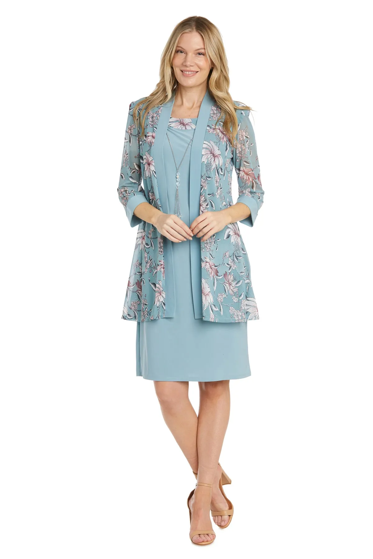 Daytime Floral Printed Jacket Dress With Detachable Necklace sold by R&M Richards