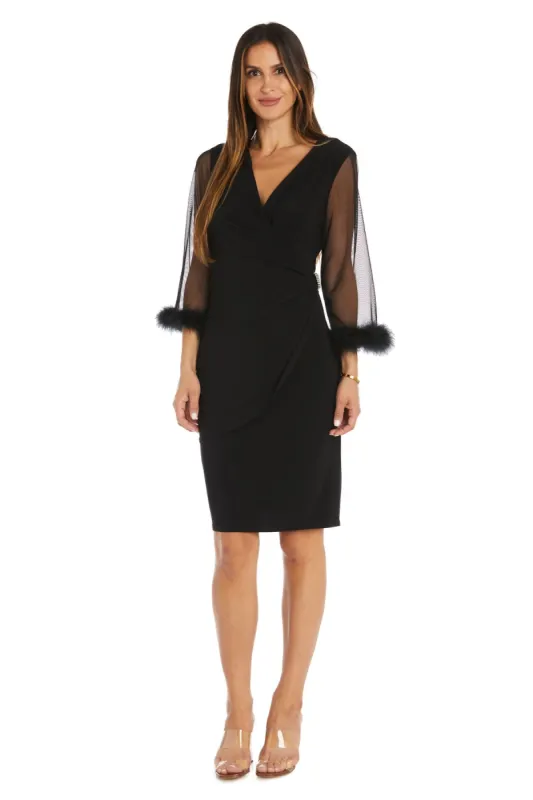 Feather Trim Little Black Dress - Petite sold by R&M Richards