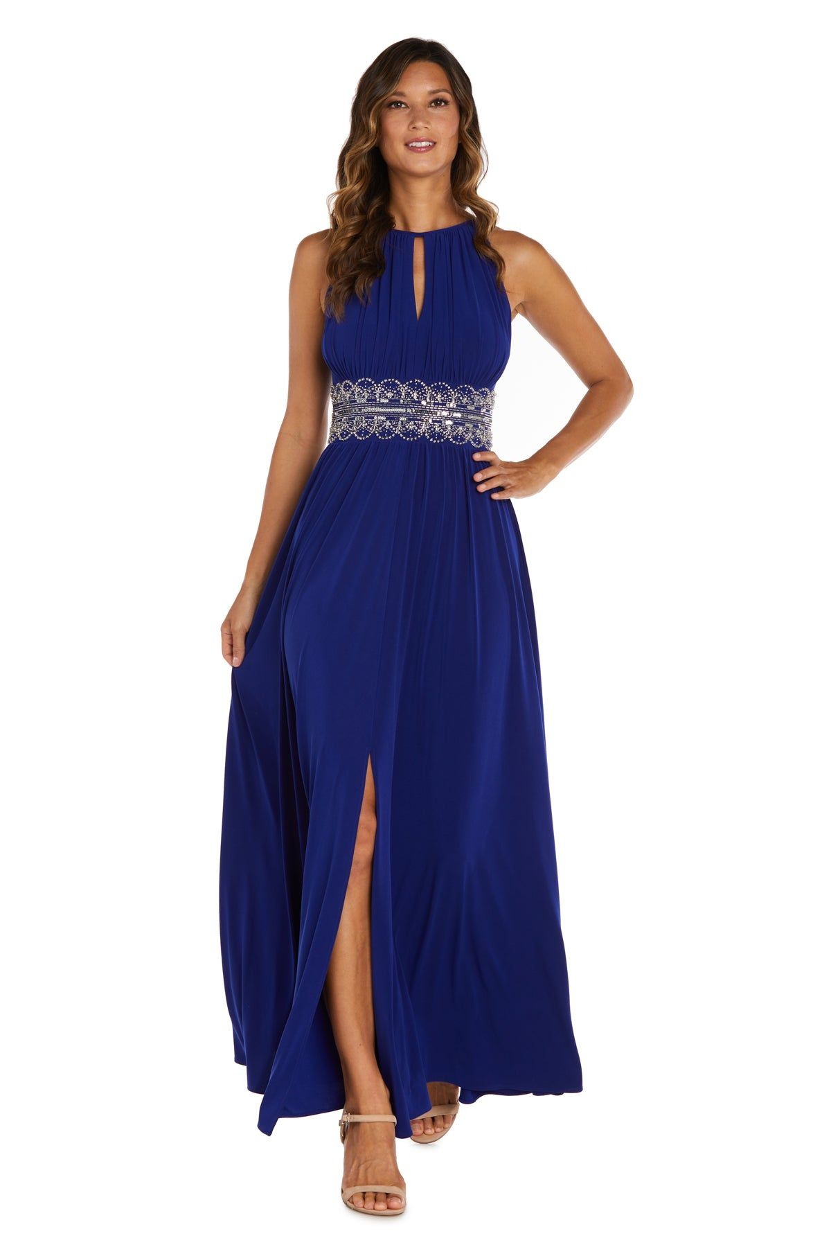 Sleeveless Long Gown With Beaded Waist - Petite sold by R&M Richards