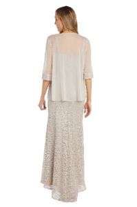 Lace Jacket Dress with Pearl Neck Trim sold by R&M Richards