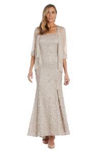 Lace Jacket Dress with Pearl Neck Trim sold by R&M Richards