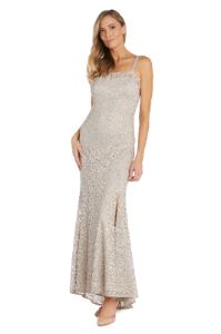 Lace Jacket Dress with Pearl Neck Trim sold by R&M Richards