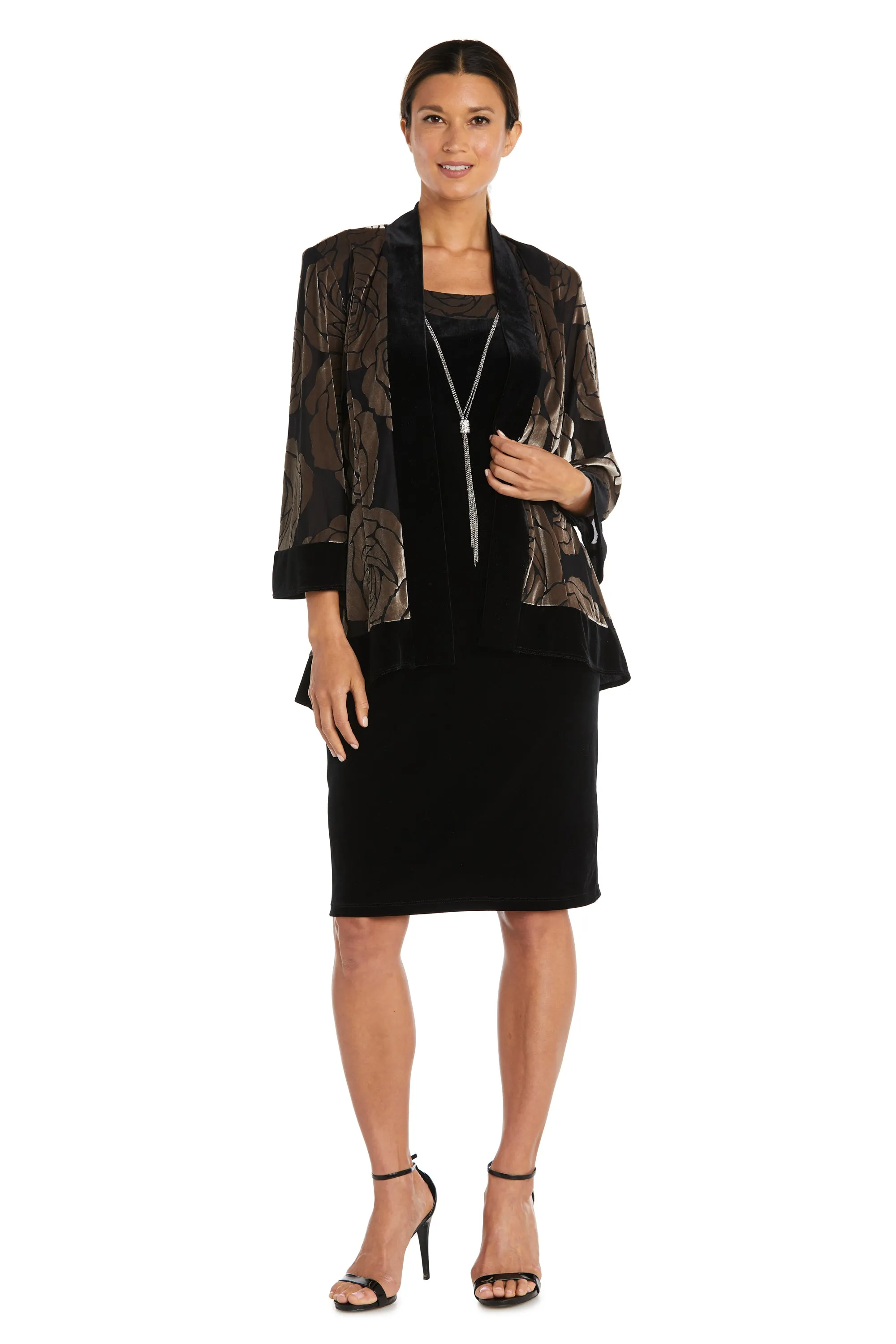 Two Piece Floral Velvet Jacket and Dress Set sold by R&M Richards