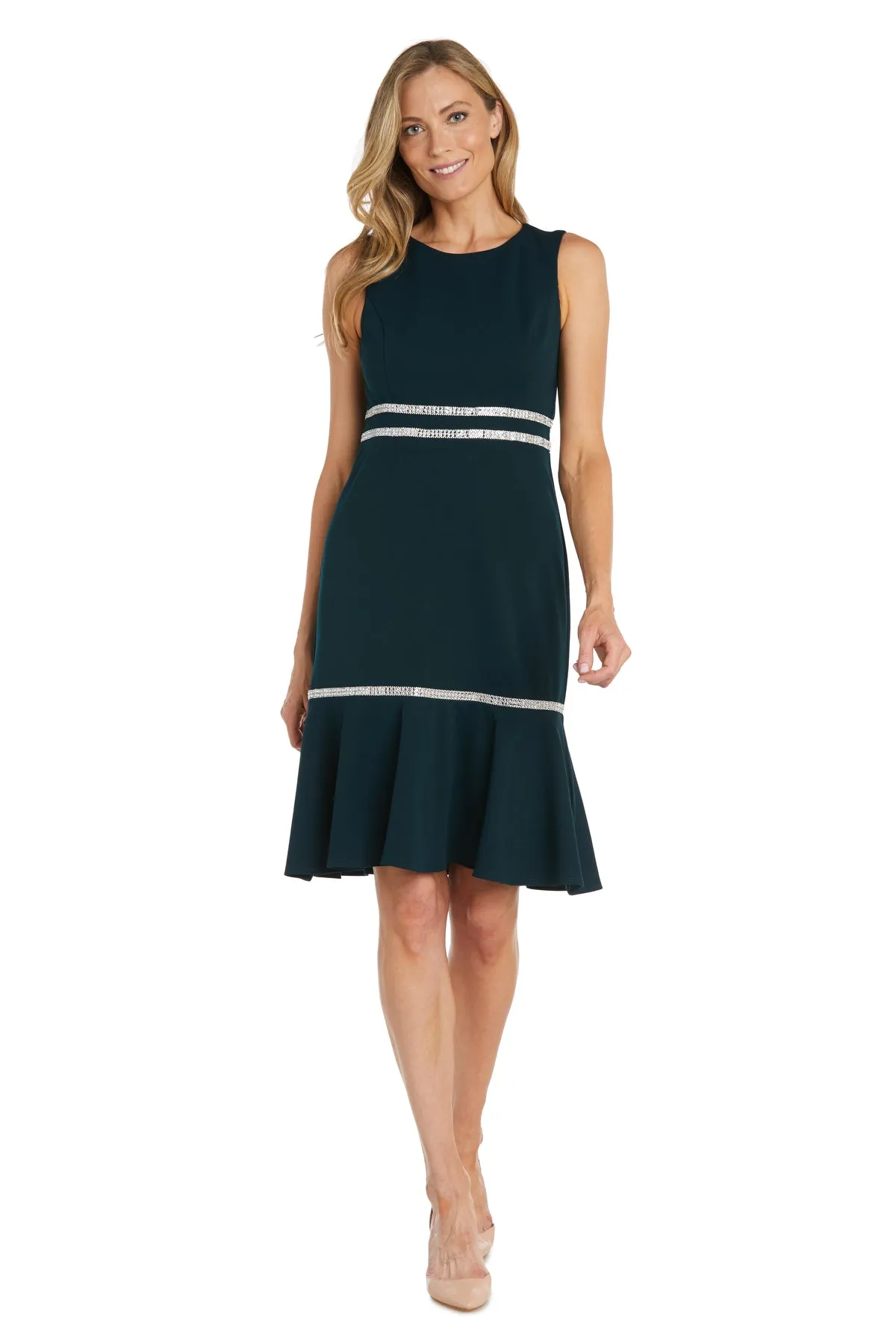 Knee Length Rhinestone Cocktail Dress With Bottom Ruffle sold by R&M Richards product image thumbnail 4