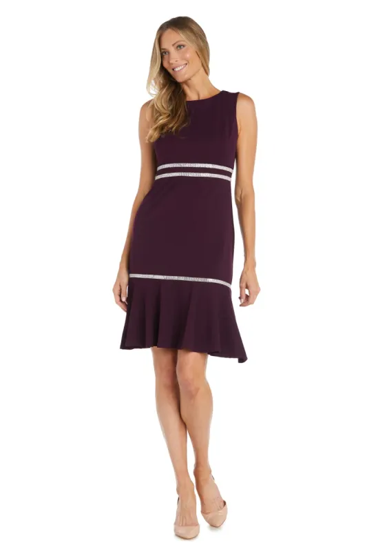 Knee Length Rhinestone Cocktail Dress With Bottom Ruffle sold by R&M Richards