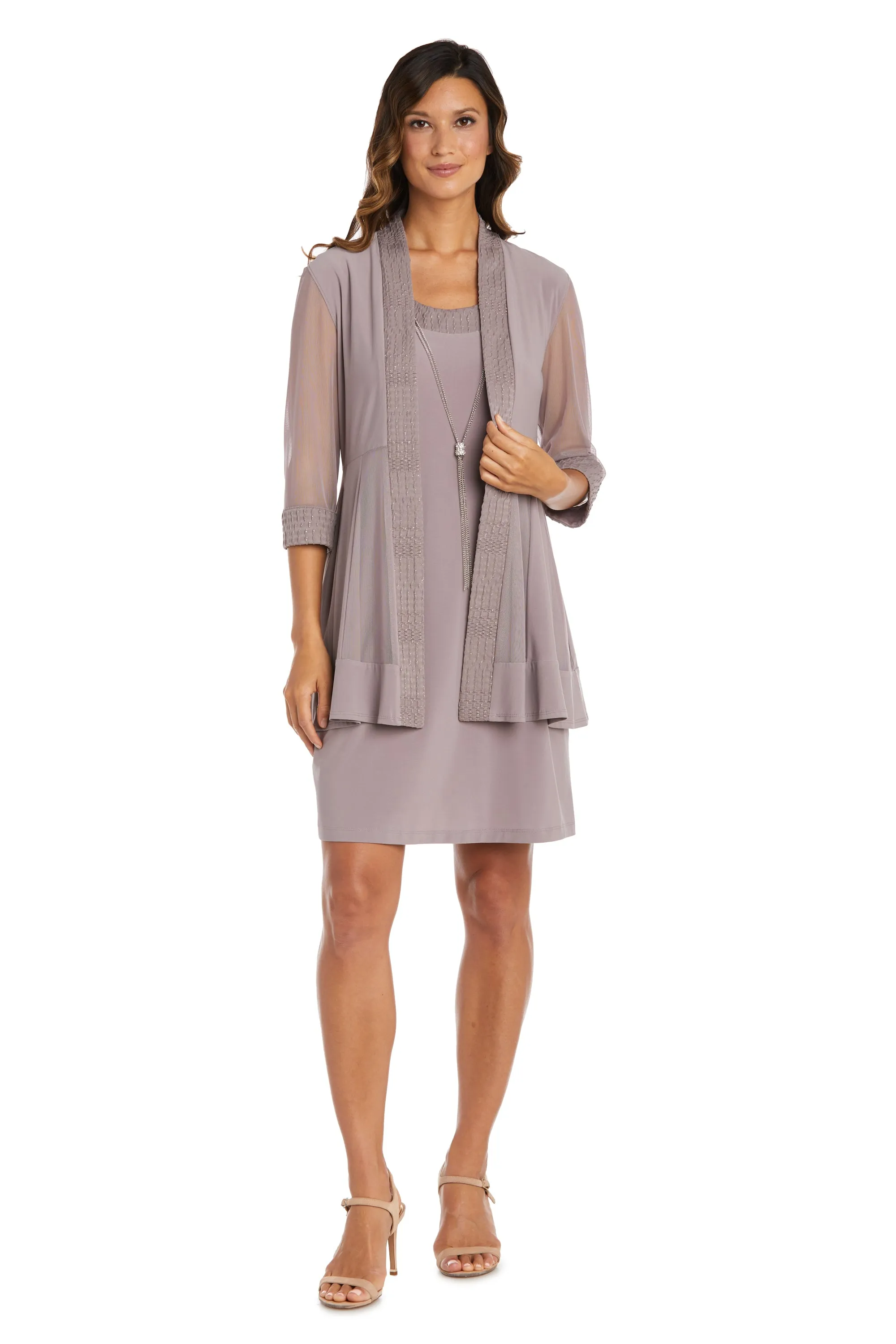 Jacket Dress with Textured Detail and Sheer Inserts - Petite sold by R&M Richards