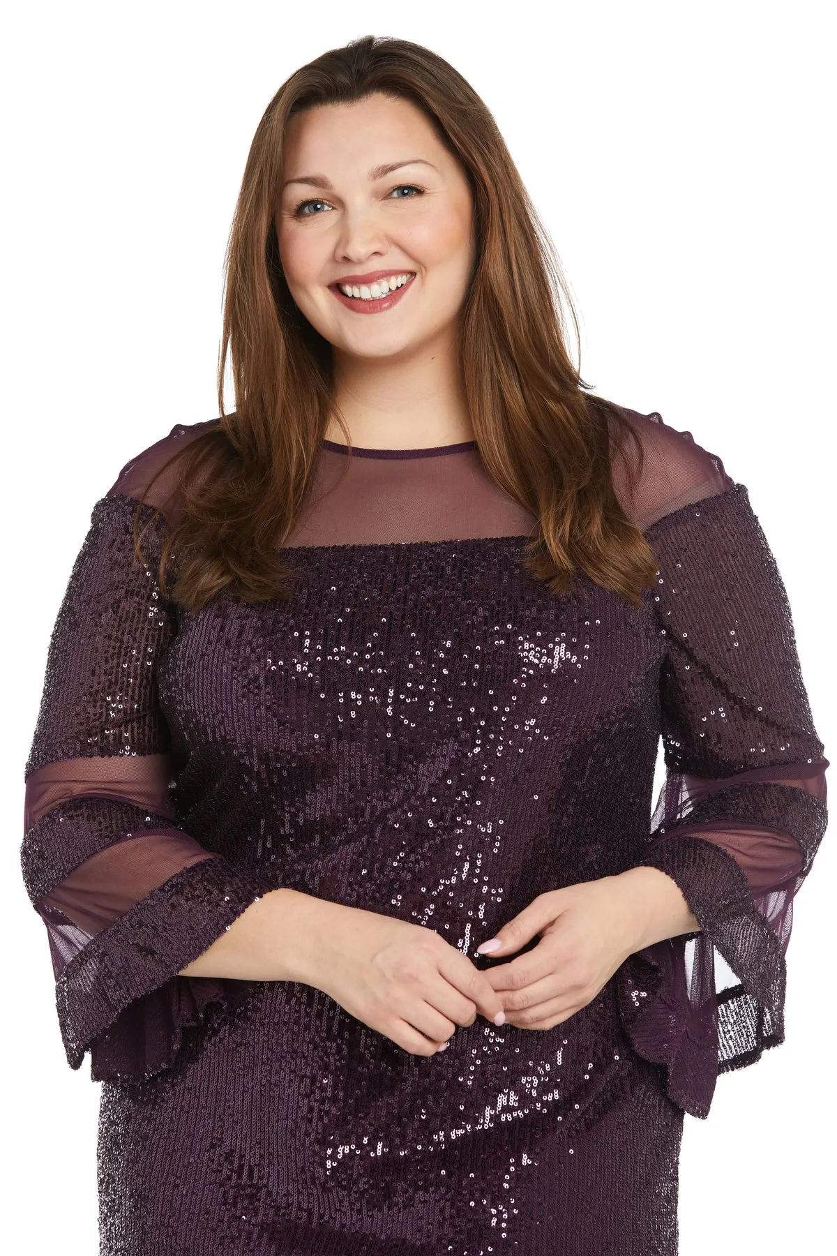 Short Sequin Dress with Bell Sleeves - Plus sold by R&M Richards product image thumbnail 3