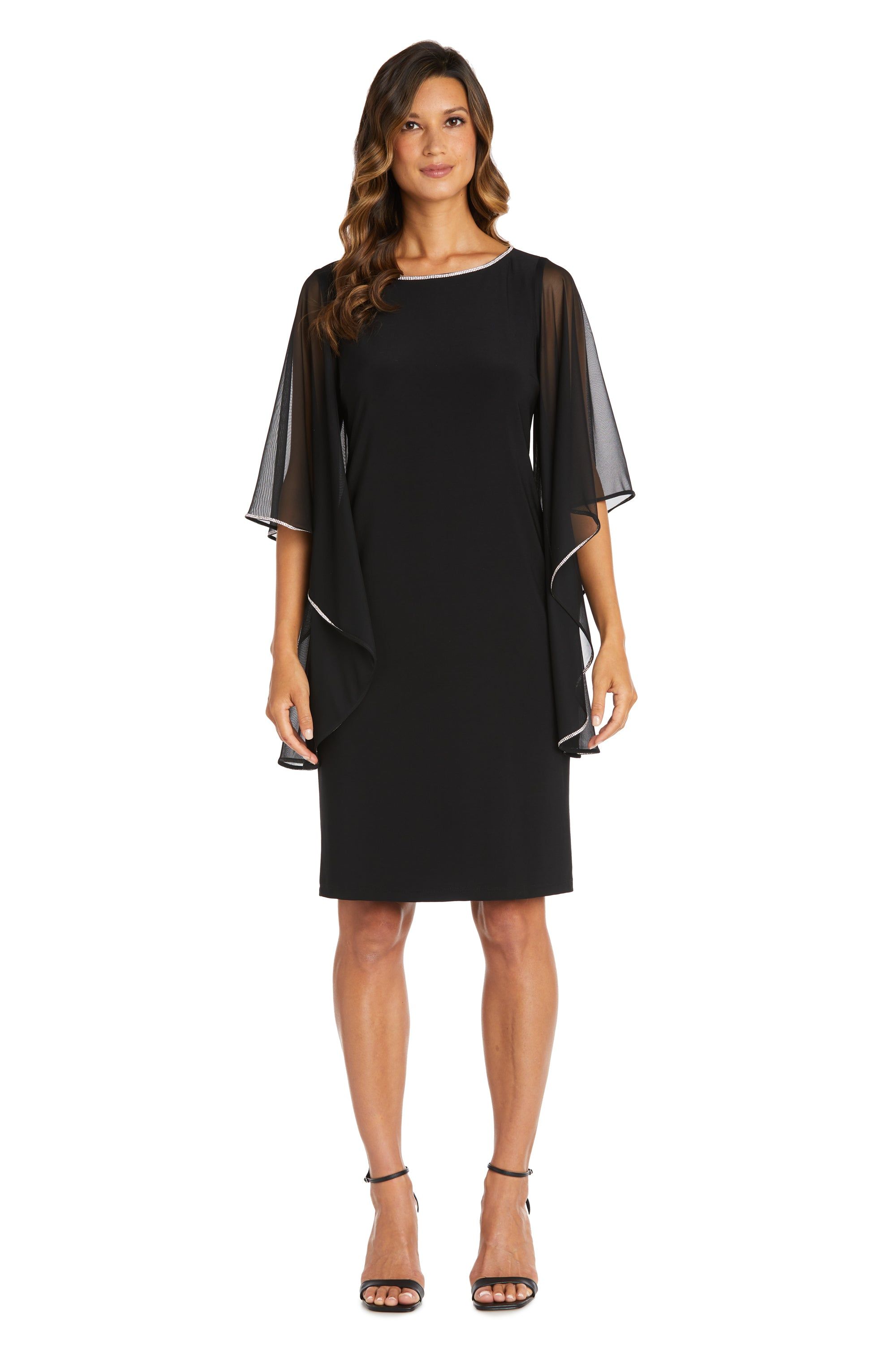 Short Sheath Dress with Chiffon Butterfly Sleeves sold by R&M Richards