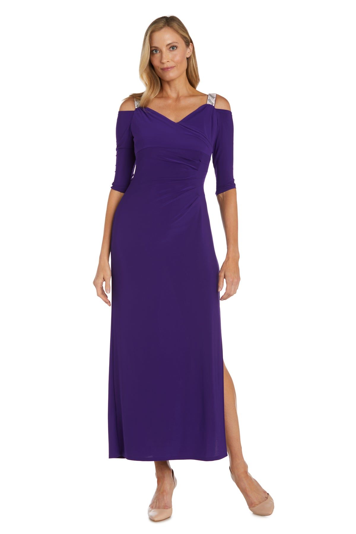 Cold Shoulder Gown with Rhinestone Detail Straps sold by R&M Richards product image thumbnail 4