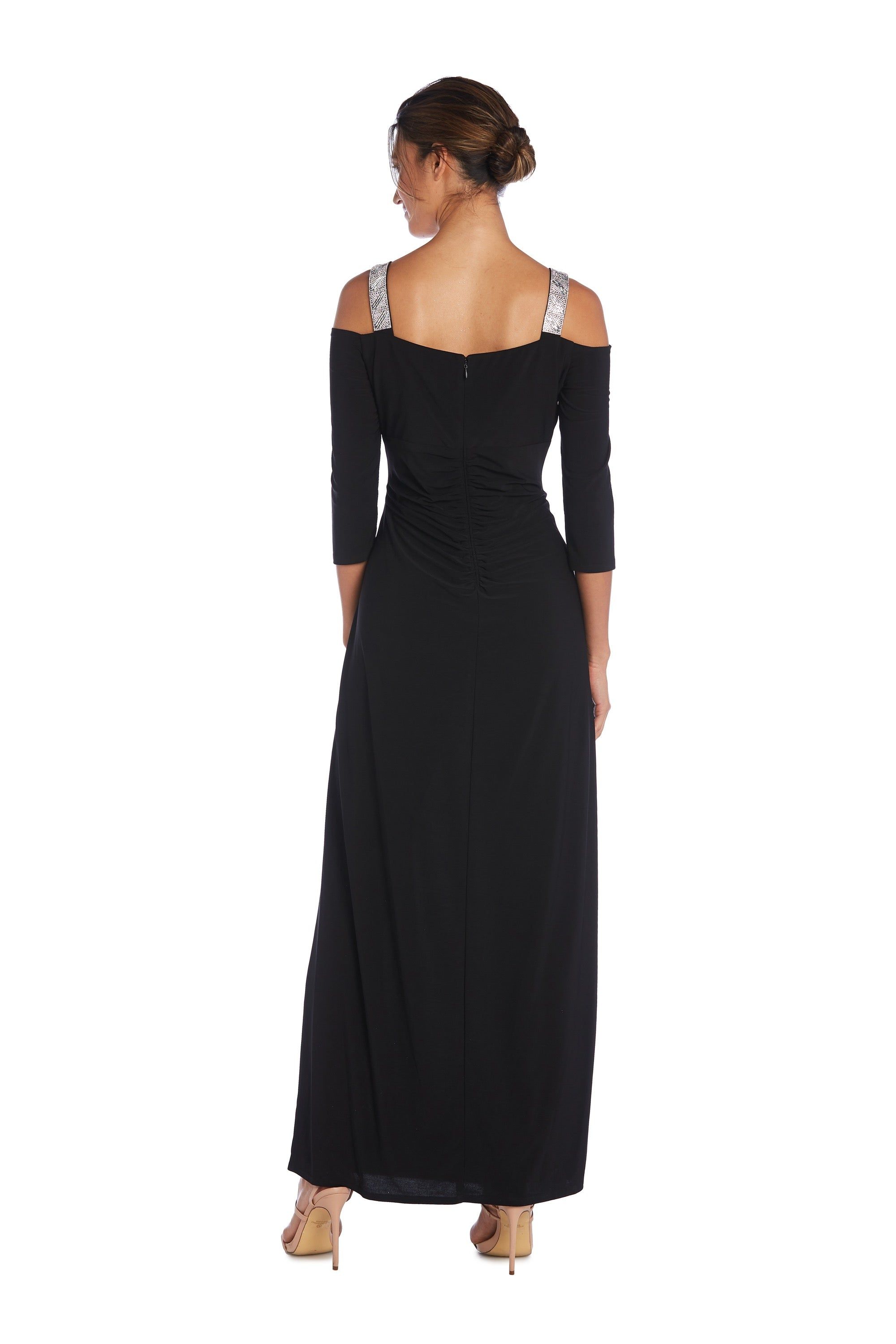 Cold Shoulder Gown with Rhinestone Detail Straps sold by R&M Richards product image thumbnail 2