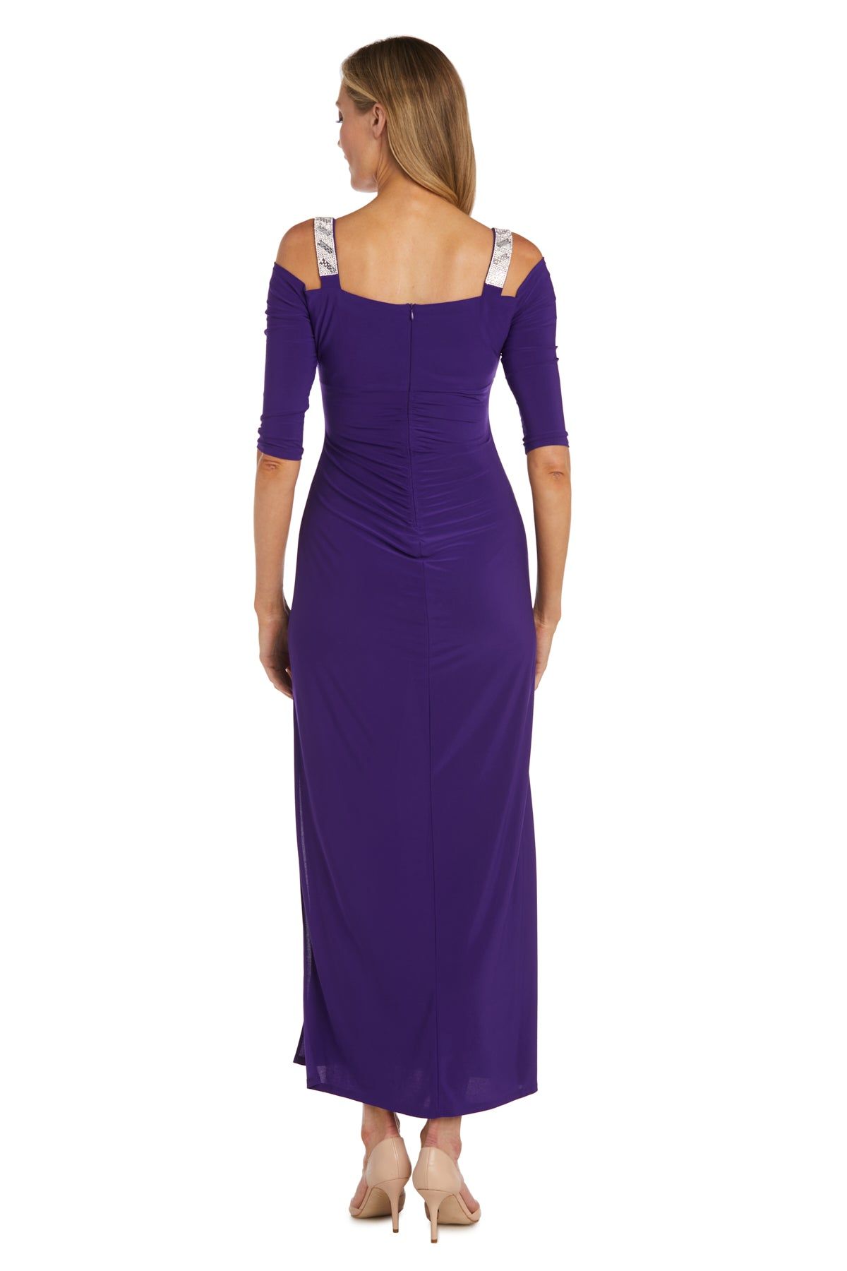 Cold Shoulder Gown with Rhinestone Detail Straps sold by R&M Richards product image thumbnail 5