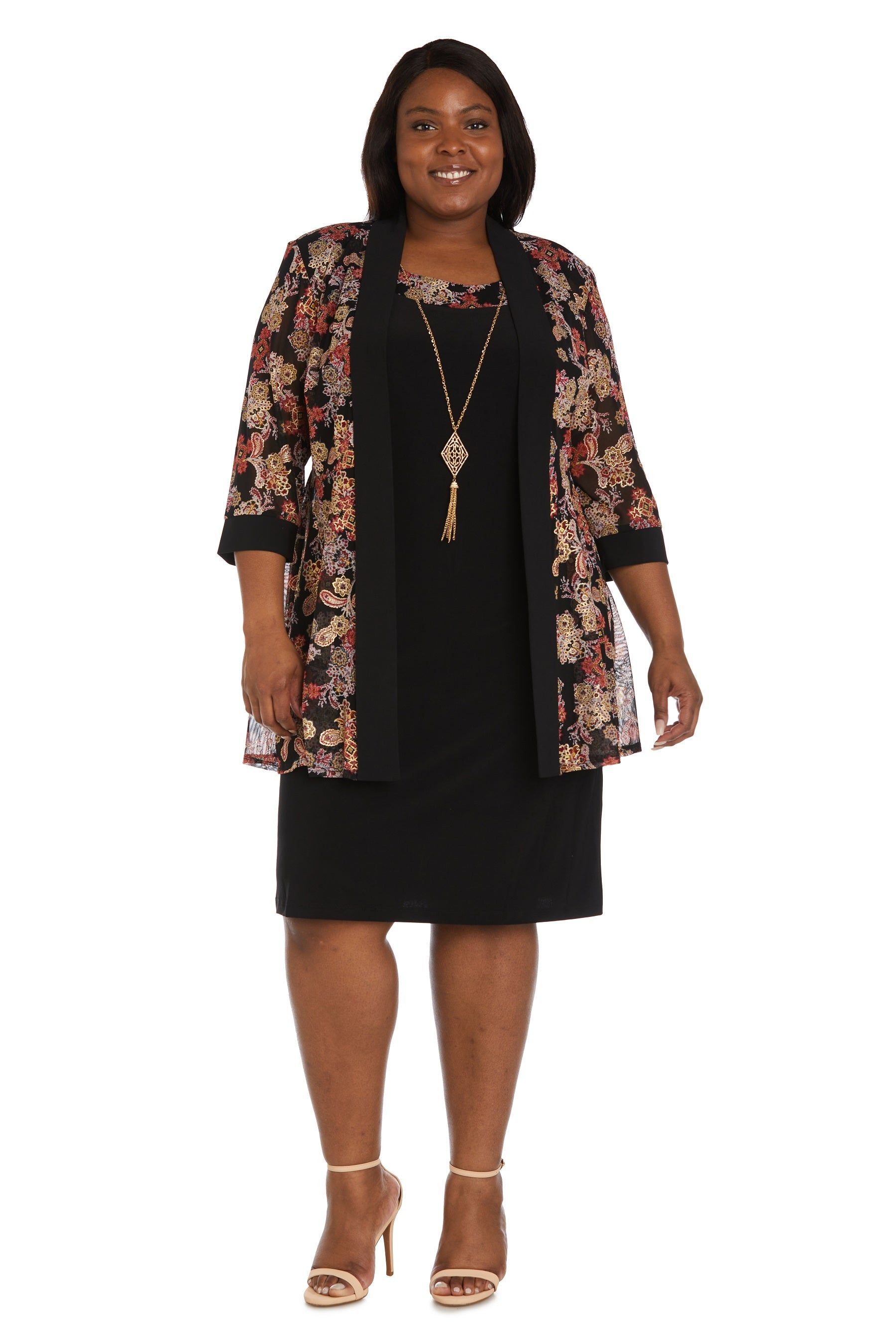 Two-Piece Printed Jacket and Dress Set - Plus sold by R&M Richards