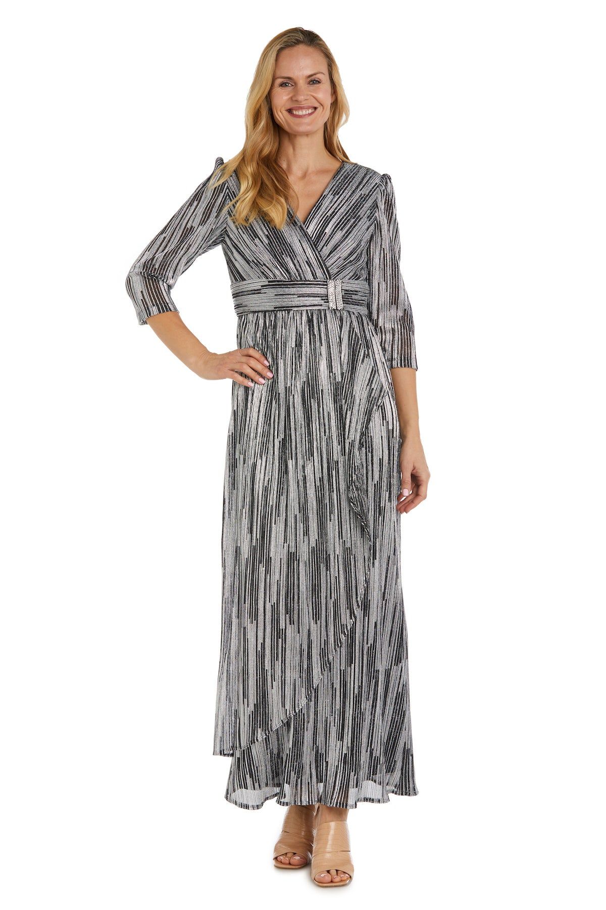 Long V-Neck Metallic Dress sold by R&M Richards