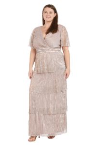 Layered Crinkle Dress with Rhinestone Waistband - Plus sold by R&M Richards