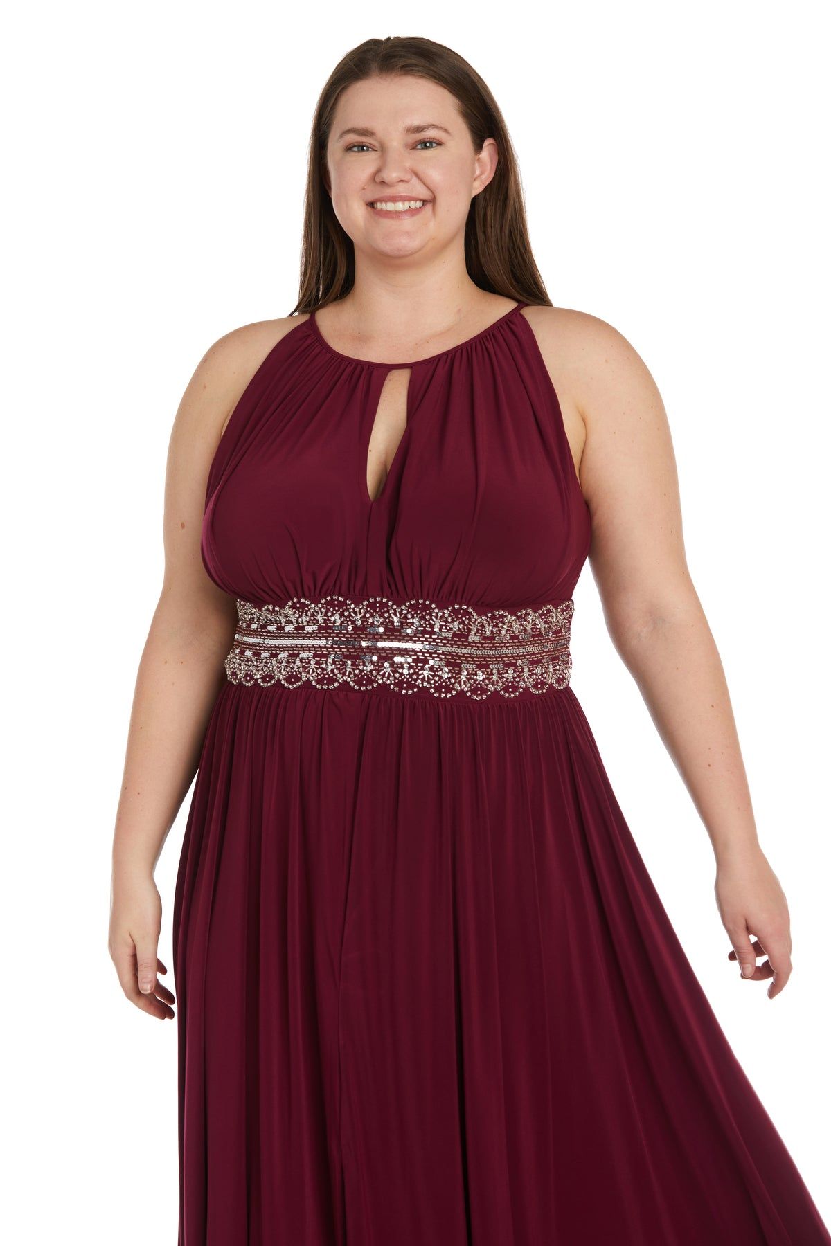 Sleeveless Long Gown With Beaded Waist - Plus sold by R&M Richards product image thumbnail 3