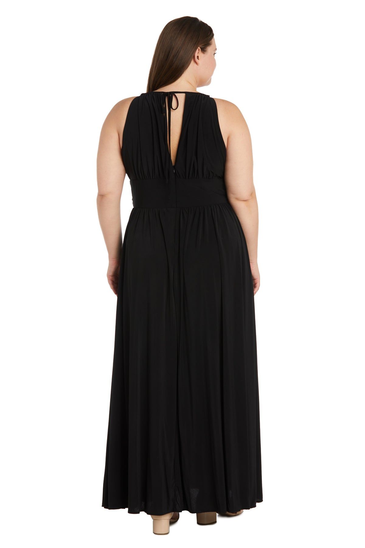 Sleeveless Long Gown With Beaded Waist - Plus sold by R&M Richards product image thumbnail 5