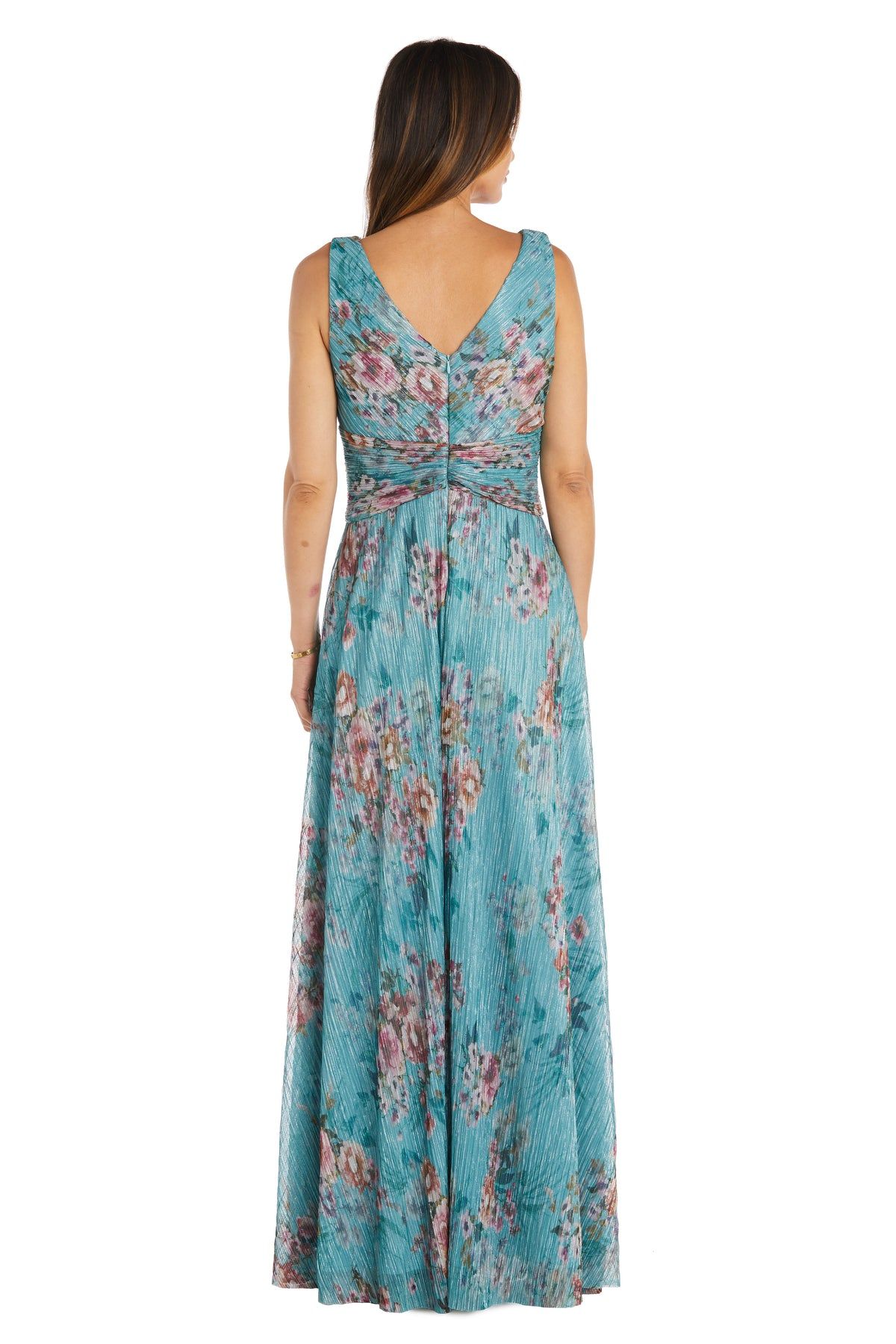 Long Crinkle Pleated V-Neck Gown sold by R&M Richards product image thumbnail 2