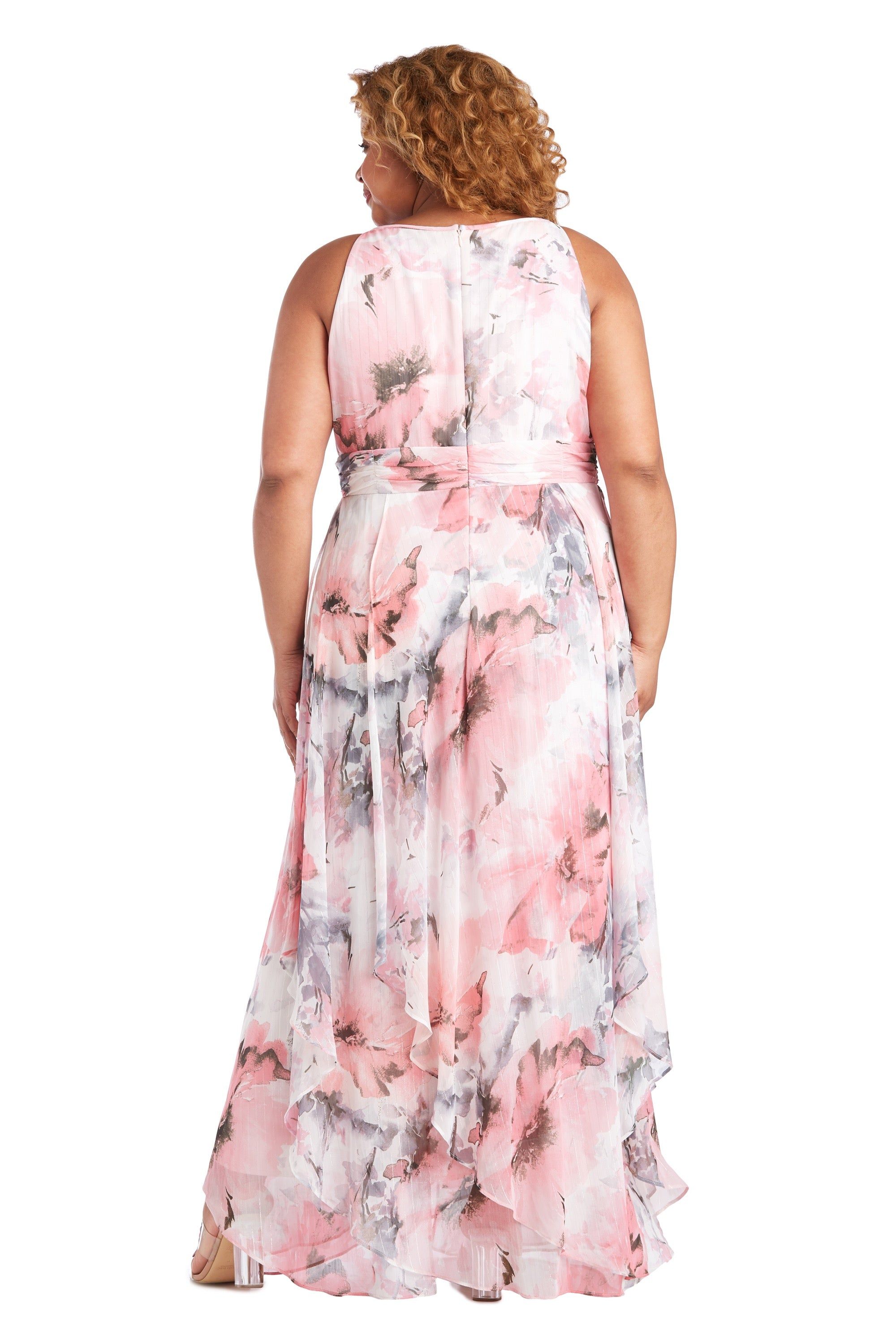 Long Halter Sheer Printed Chiffon Maxi Dress - Plus sold by R&M Richards product image thumbnail 2