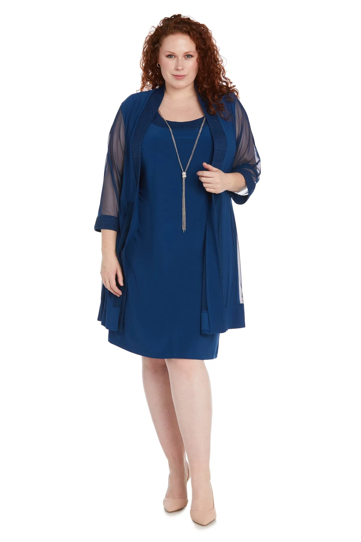 Jacket Dress with Textured Detail and Sheer Inserts - Plus sold by R&M Richards