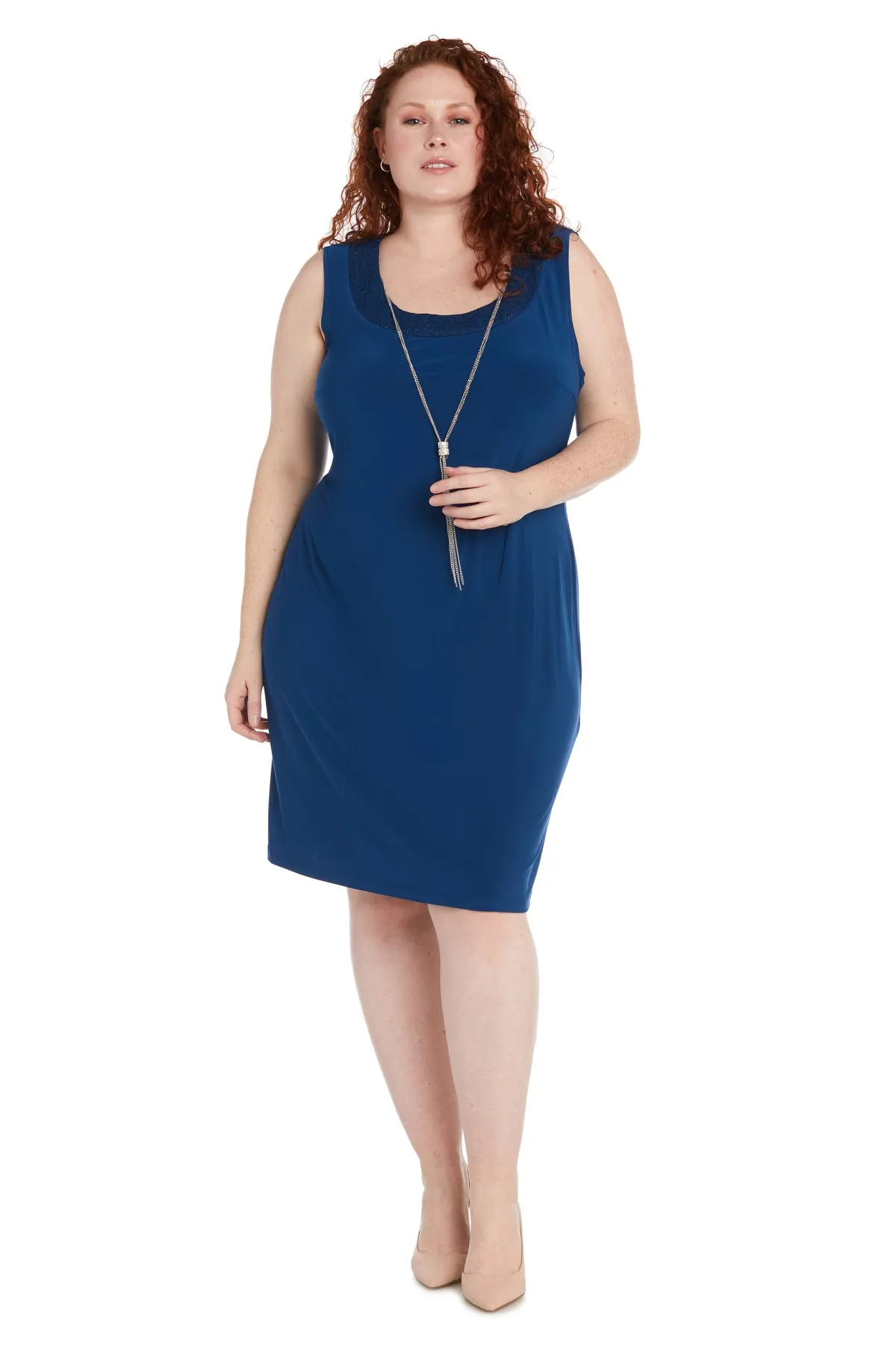 Jacket Dress with Textured Detail and Sheer Inserts - Plus sold by R&M Richards product image thumbnail 3