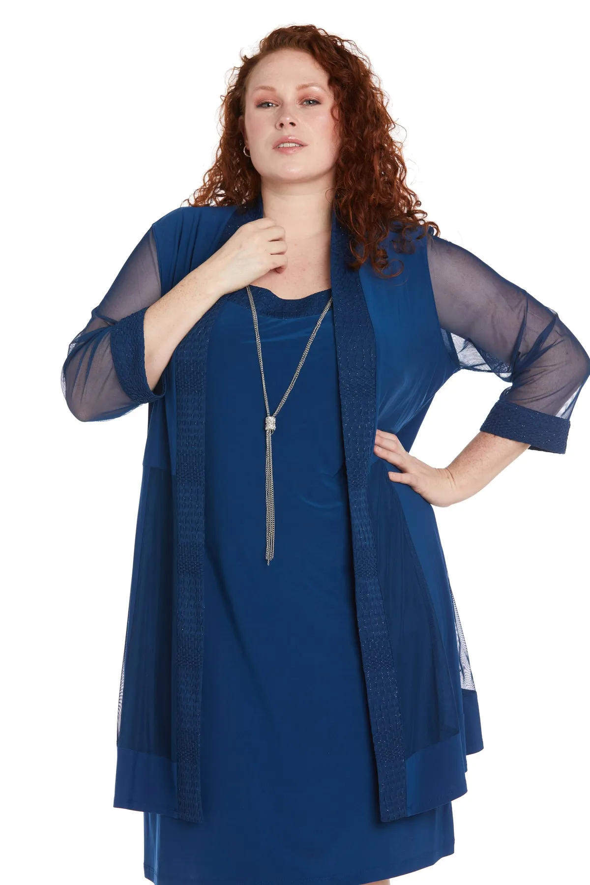 Jacket Dress with Textured Detail and Sheer Inserts - Plus sold by R&M Richards product image thumbnail 5