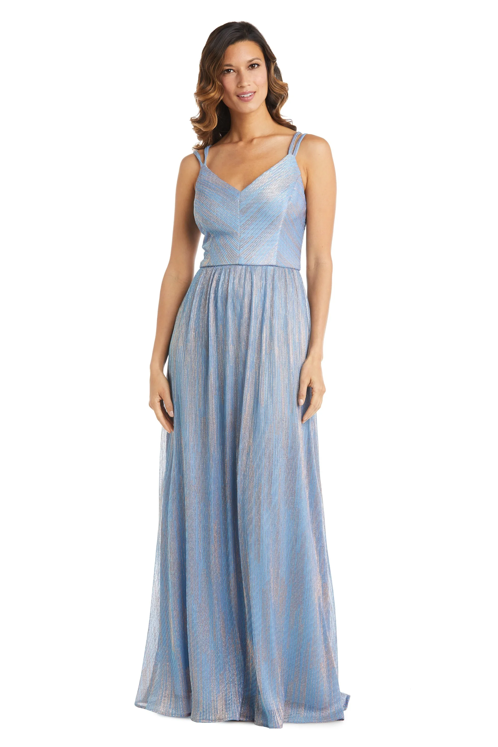 Nightway Long Shimmer Gown with Double Straps - Petite sold by R&M Richards